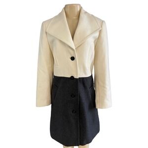 Vintage Arthur Levine Coats Color Block Wool Blend Winter Jacket‎ Ivory Black 8